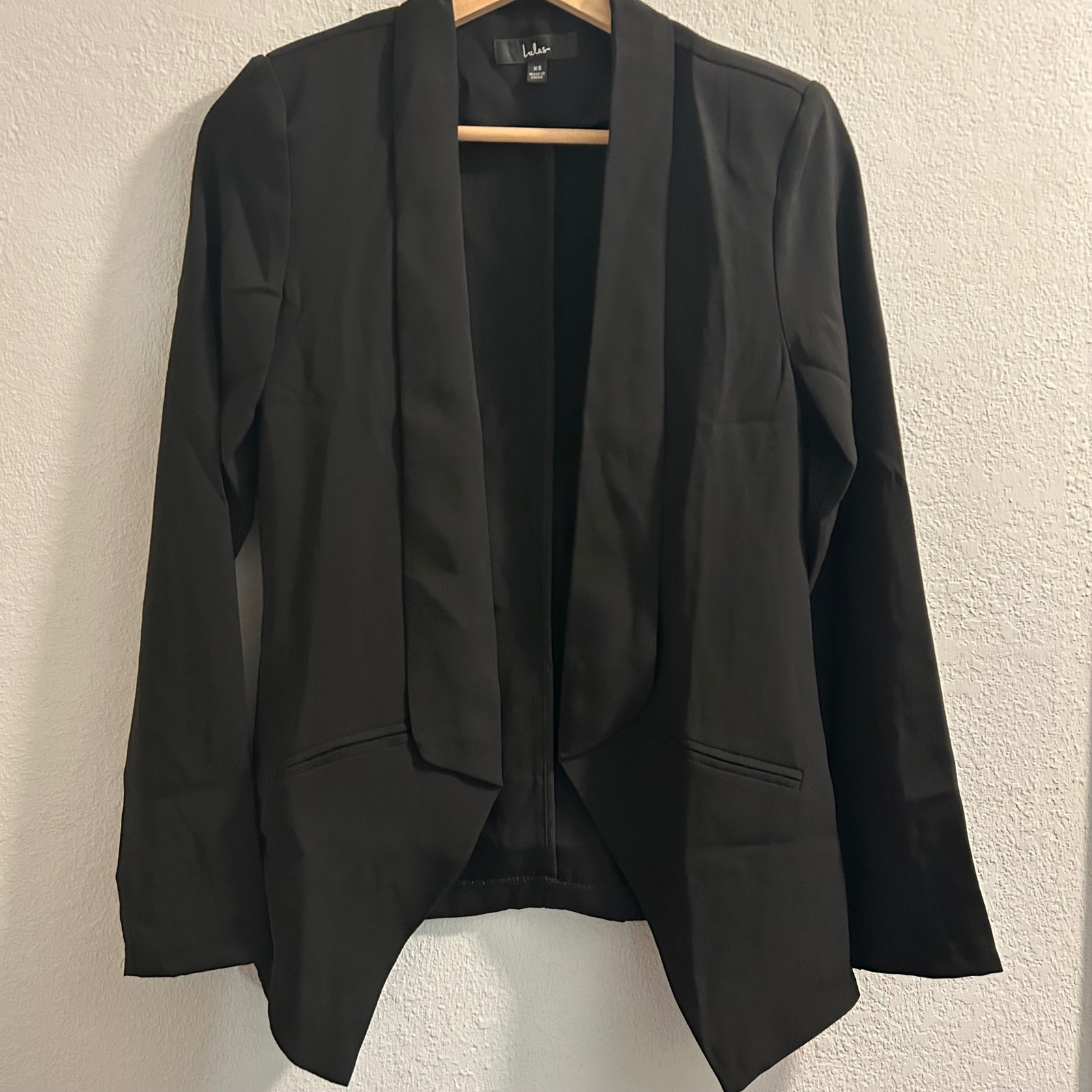 Lulus Black Open Front Blazer Jacket Xs Minimalist Career Chic